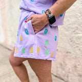 Queen of Sparkles: Lavender Q All Over Shorts