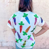 Queen of Sparkles: White Multi Carrot Tee
