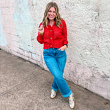 Soft Blend Button-Front Cardigan - Ruby