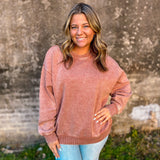 Overlap Fleece Pullover  - Rust
