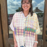 Round It Up Plaid Short Sleeve Top