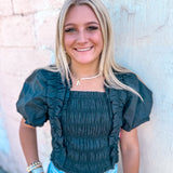 Buddy Love: Tandy Black Puff Sleeve Top