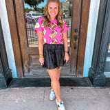 Queen of Sparkles: Pink and Gold Rhinestone Lace Football Tee
