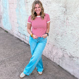 The Go To Basic Tee -  Ruby Striped