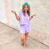 Queen of Sparkles: Lavender Q All Over Shorts