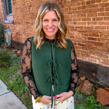 Effortless Tie Top - Dark Green