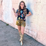 Queen Of Sparkles: Black Multi Color Ornaments Tee