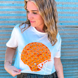 Queen of Sparkles: Orange and White Flower Helmet Tee
