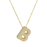 Zirconia Bauble Initial Necklace