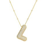 Zirconia Bauble Initial Necklace